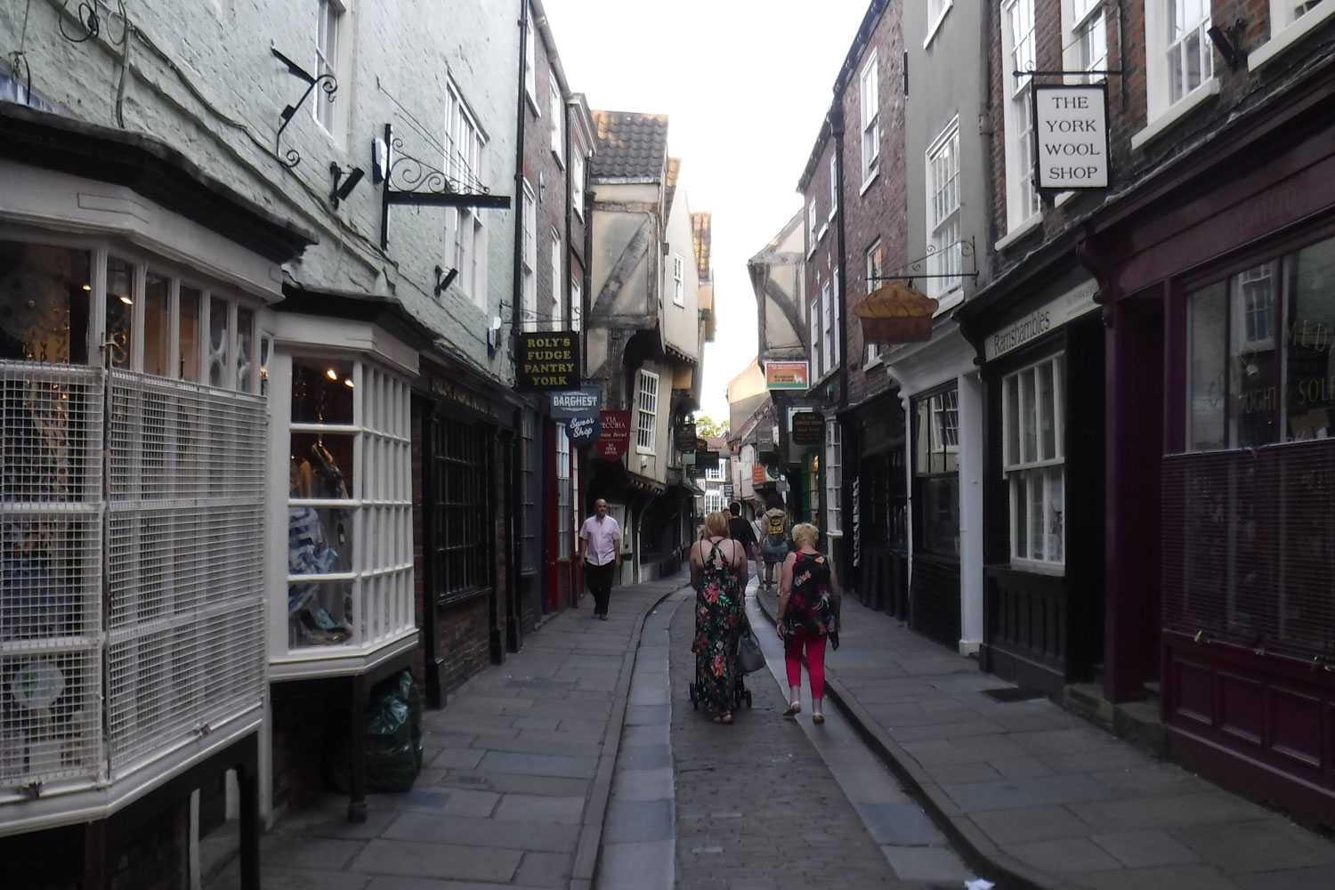 The Shambles looking south down to the Shrine of St Margaret Clitheroe
