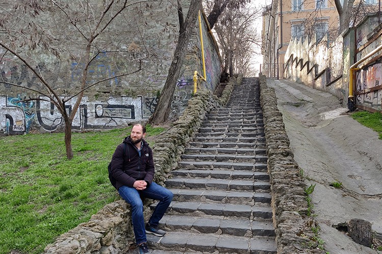 Man sitting on steps